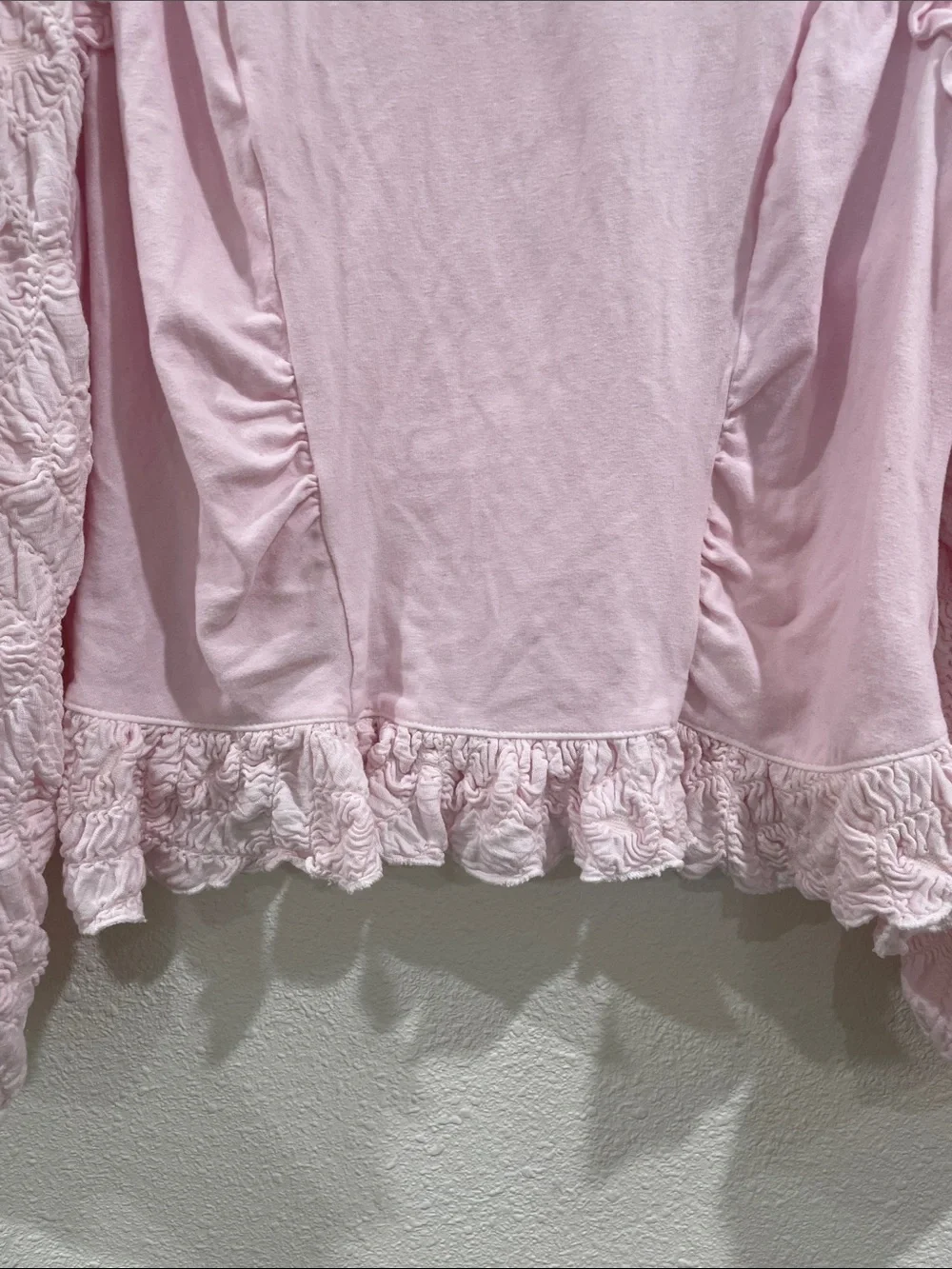 Free People Olivia Top Light Pink Ruffle Floral Long Sleeve Romantic Rare Y2K